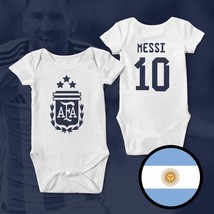 Argentina Messi Champions 3 stars FIFA World Cup Qatar 2022 White Baby B... - $26.99