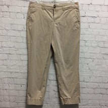 Old Navy Womens Cropped Pants Solid Khaki Tan Low Rise Stretch Flat Front 4 - £3.99 GBP