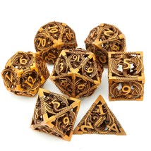Metal Dice Set Hollow Polyhedral Flying Dragon Metal Dice Suitable 7Pcs Set For  - $40.99
