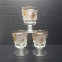 3 Libbey Rocks Glasses Gold Leaf Foliage Frosted 6 oz On The Rocks Glass... - £8.55 GBP