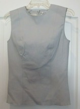 HELMUT LANG Gray Sleeveless Lamb Leather Top with Back Zipper - Size 2 - £121.97 GBP