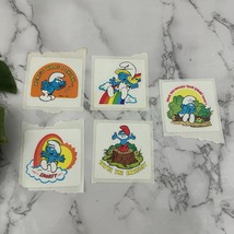 Smurfs Vintage 80s Reward Stickers Lot of 5 Square Rainbow Cartoon - $313.52 MXN