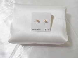 Department Store 6mm Silver Tone Simulated Peach Pearl Stud Earrings D133 - £8.42 GBP