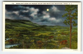 Moonlight Scene Pacolet Valley Tryon Wt Oak Mount North Carolina Linen Postcard - $16.20