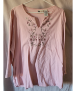 Women's Faded Glory Shirt Plus Size 26W/28W Pink Flowers Pullover Long S... - $14.99