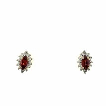 10K Yellow Gold Garnet &amp; Diamond Earrings - £157.63 GBP