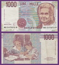 Italy P114a through 114c  1000 Lire, Maria Montessori / School, teacher,... - $3.33 CAD