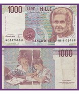 Italy P114a through 114c  1000 Lire, Maria Montessori / School, teacher,... - $3.33 CAD