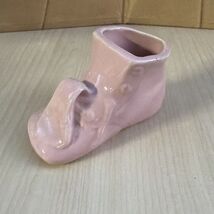 Vintage Pink Ceramic Baby Booty Shoe Small Planter, Unbranded - $6.92