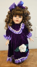 16&quot; Porcelain Doll - Vintage - Purple Dress &amp; Brown Hair! - £10.89 GBP