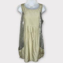 ALICE + OLIVIA olive green silk/cotton sequin detail mini tank dress size small - £45.53 GBP