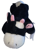 Stuffins Plush Stuffed Animal Cow Black White Pink Kids Toys Collectibles 8&quot; l - £7.43 GBP