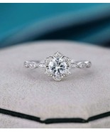 1.00 Ct Round Cut Moissanite 925 Sterling Silver Halo Engagement Ring For Her - $154.33
