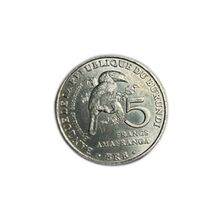 2014 Burundi 5 Francs Coin Trumpeter Hornbill Bird Coin UNC - $51.40 MXN