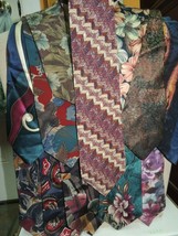 Lot of 12 Vintage Neck Tie/Necktie Silk floral &amp; abstract 58-60&quot;+x3.5-4&quot; 80s 90s - £9.90 GBP