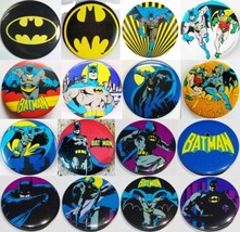 Batman 1982 Comic Art 1.5&quot; Metal Button Group of 16 Button-Up NEW NM YOU... - £1.58 GBP