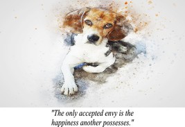 Dog Puppy Beagle Animal Envy Happiness Novelty Poster Quotation Quality Print - $6.90+