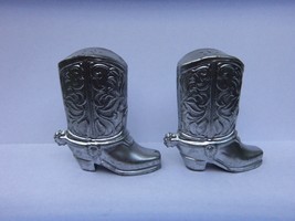 Metal Salt &amp; Pepper Shakers Cowboy Boots W Spurs Vintage Japan Unused - £7.46 GBP