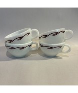 Vintage Pyrex Teacups Coffee Corning Milk Glass Restaurant Ware Maroon W... - $33.43