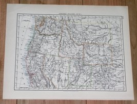 1906 Antique Map Western Usa California Idaho Wyoming Montana Michigan Illinois - $24.22