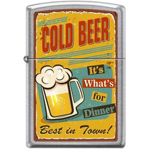 Zippo Lighter - Cold Beer for Dinner Street Chrome - 854719 - $26.08