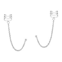 Stylish Cartilage Clip On Chain Sterling Silver Ear Cuff Earrings - £9.37 GBP
