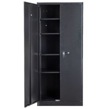 Metal Cabinet With Door Storage Cabinet Garage Cabinet With 4 Adjustable... - £201.42 GBP