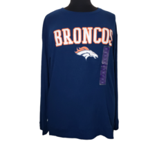 NFL Team Apparel Womens Blue Broncos Long Sleeve Pullover Sleep Shirt Si... - $34.88