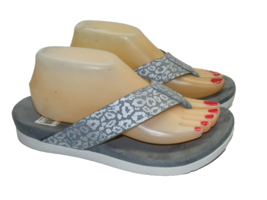 Spenco Newport Cheetah Dove 12 D Gray Orthotic Slides Flip Flops Thong Sandals - £18.35 GBP