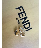 Fendi Filo Double Element Crystals Pendant Gold Finish Drop Earrings - $4,141.69 MXN