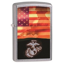 Zippo Lighter - USMC Flag Soldier Street Chrome - 854693 - £21.55 GBP
