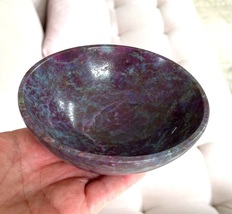 4.5&quot; Large Ruby Gemstone Bowl w/ Kyanite &amp; Pyrite Personal Power Crystal Healing - £309.96 GBP