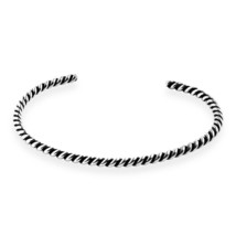 Handcrafted Spiral Twisted Sterling Silver .925 Cuff Bracelet - £24.98 GBP
