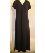 Womens Sz 8 GOWN HARVE BENARD Fully Lined BLACK V-NECK 52&quot; Long DRESS Si... - €15,31 EUR