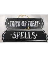 Black Trick or Treat &amp; Spells Signs Halloween Decor 13&#39;&#39; - $14.95