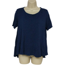 Ann Taylor LOFT Womens Blouse Top Size XS Navy Blue Scoop Neck Short Sleeve - $21.78