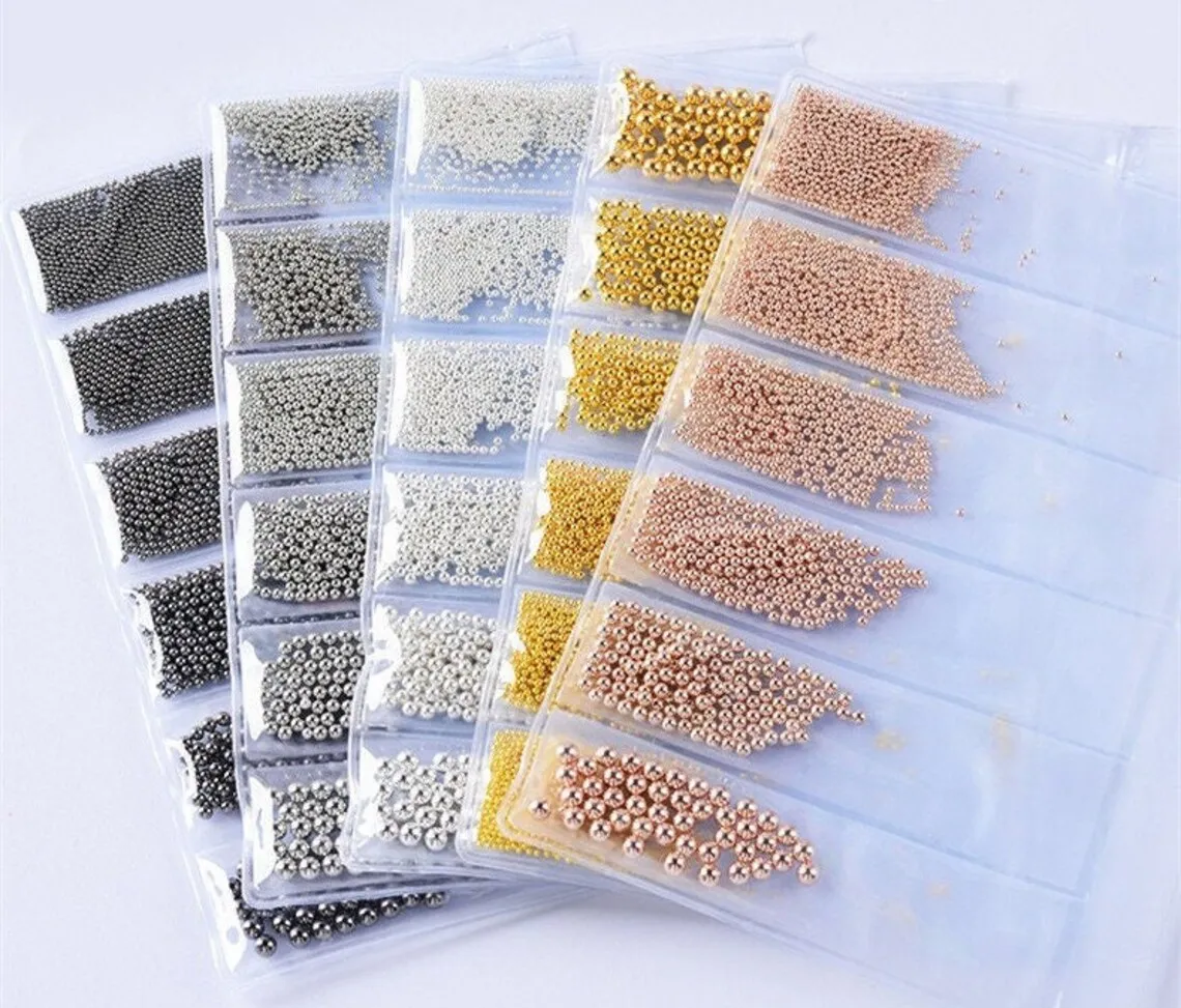 6grids/pack Metal Beads 3D Steel Bead Caviar Beads 3D Mini Micro Ball Nail Art - £9.39 GBP