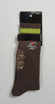 Ed Hardy Love Kills Slowly Trouser Socks Brown Ribbed 1 Single Pair - $19.99