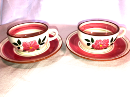 2 Stangl Pottery Wild Rose Cup and Saucer Sets NJ USA - £19.57 GBP