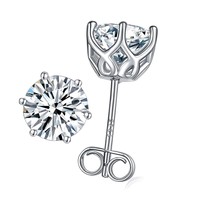 Stud Earrings 2-4ct G H I Color 925 Sterling Gold - £83.24 GBP