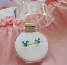 Mouse Earrings~Mickey Aqua Blue Crystal .925 Sterling Silver Stud Post Disney - £6.27 GBP