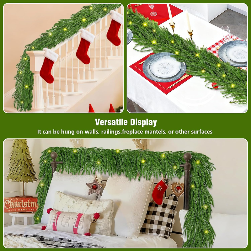 6FT Christmas Garland with Lights Battery Operated: Prelit Faux Decorations, Rea Item image 4