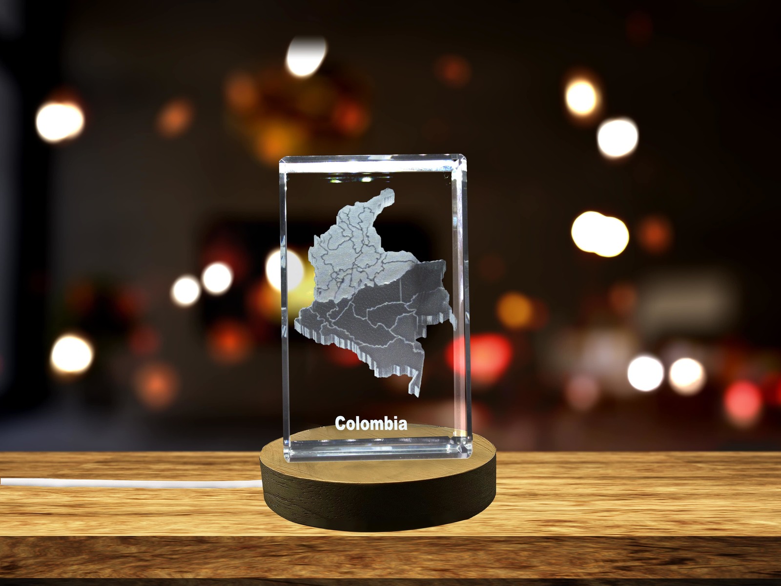 LED Base included | Colombia 3D Engraved Crystal 3D Engraved Crystal Keepsake