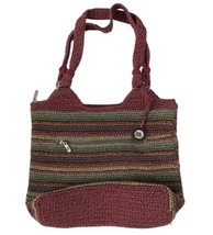 THE SAK Womens Handbag BELLE Rainbow Stripe Crochet Knit Tote Purse Zip ... - £12.88 GBP
