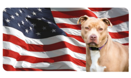 Pitbull On Us Flag Usa Made Metal License Plate - £22.41 GBP