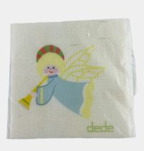 Dede Cross Stitch Canvas Angel Trumpeting Blue Yellow 6x6 in.  - £9.89 GBP