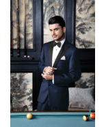 Milan 1-Button Midnight Blue Peak Lapel Wool Blend Modern Fit Tuxedo - $224.99