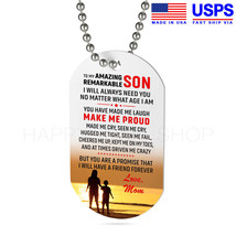 Mother and Son Dog Tag Birthday Gift for Son from Mom You make me Proud -D361 - £28.10 GBP+
