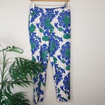 Boden | Blue Green Cream Floral Sorrento Ankle Skimmer Linen Pants, size 2R - £29.99 GBP