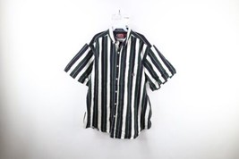 Vintage 90s Streetwear Mens XL Distressed Striped Baggy Fit Button Down Shirt - £29.56 GBP